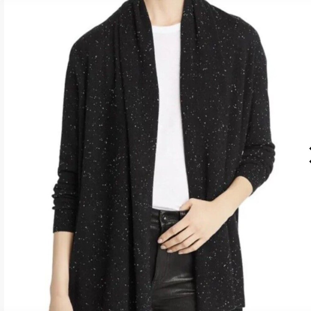 Aritzia Talula Black Speckled Open Wool-Blend Cardigan